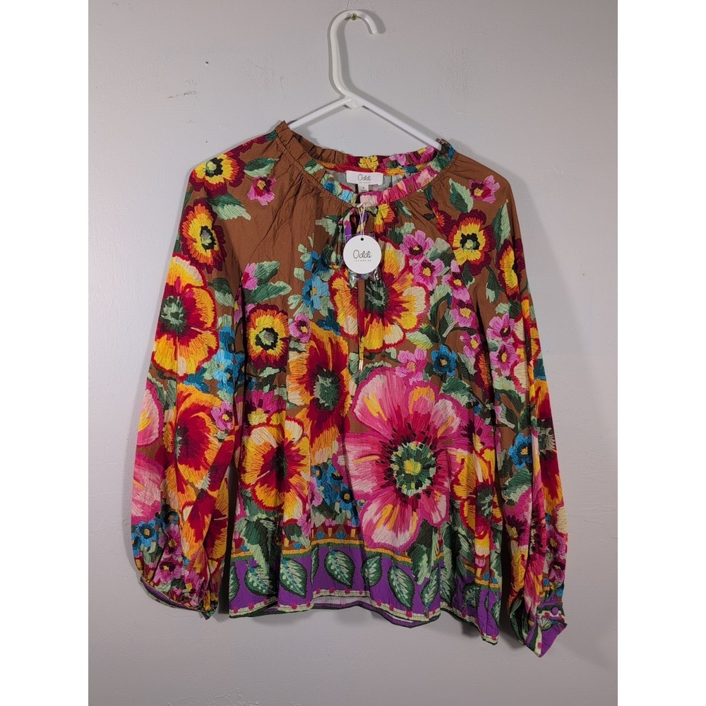 Oddi Womens Blouse Size Small Floral Print Boho New
